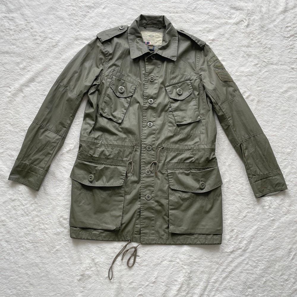 Rugby Ralph Lauren Military Field Jacket Green Olive Drab Cotton Mens Medium